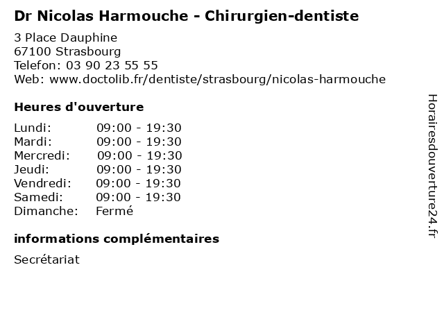 Dr Nicolas Harmouche - Chirurgien-dentiste à Strasbourg: adresse et heures d'ouverture