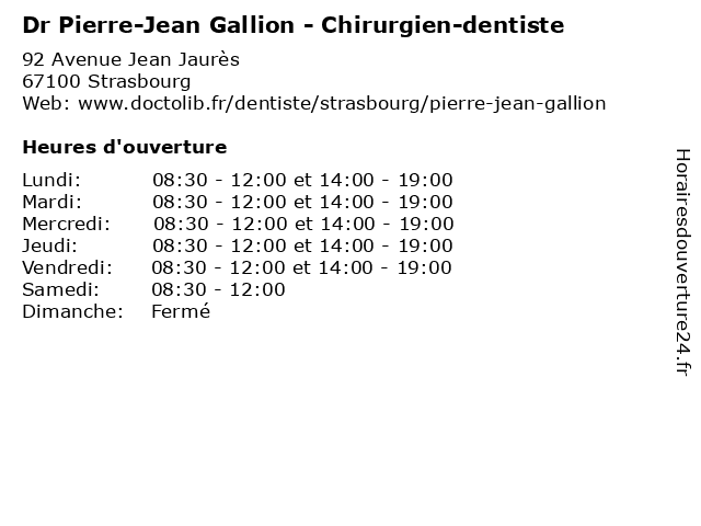 Dr Pierre-Jean Gallion - Chirurgien-dentiste à Strasbourg: adresse et heures d'ouverture