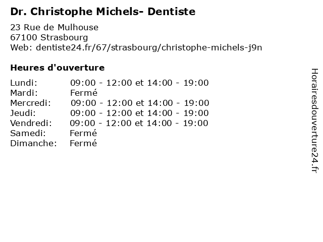 Dr. Christophe Michels- Dentiste à Strasbourg: adresse et heures d'ouverture