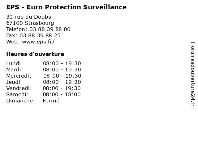 EPS - Euro Protection Surveillance à Strasbourg: adresse et heures d'ouverture