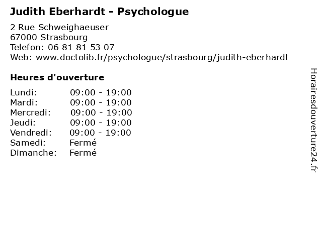 Judith Eberhardt - Psychologue à Strasbourg: adresse et heures d'ouverture