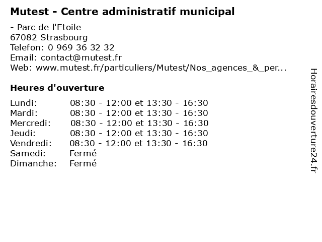 Mutest - Centre administratif municipal à Strasbourg: adresse et heures d'ouverture