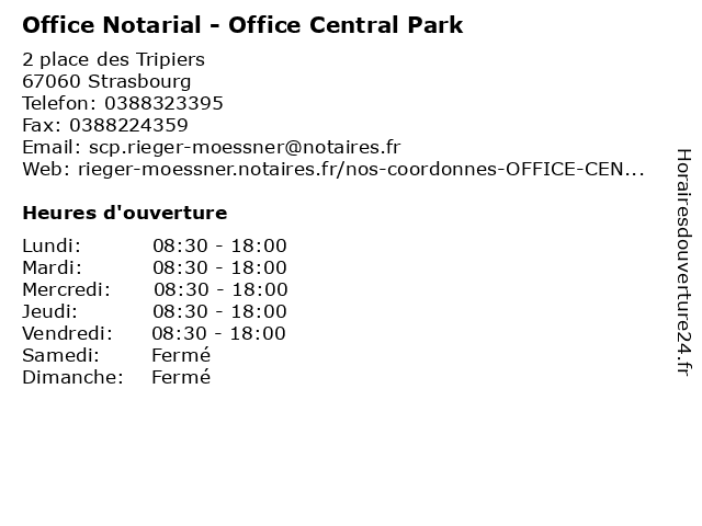 Office Notarial - Office Central Park à Strasbourg: adresse et heures d'ouverture