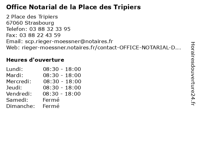 Office Notarial de la Place des Tripiers à Strasbourg: adresse et heures d'ouverture