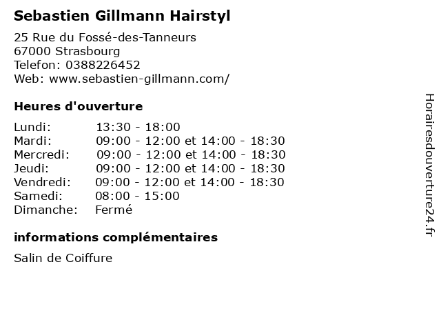 Sebastien Gillmann Hairstyl à Strasbourg: adresse et heures d'ouverture