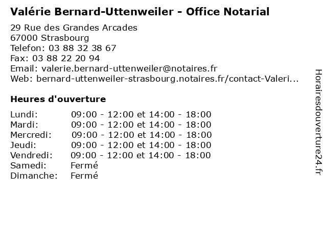 Valérie Bernard-Uttenweiler - Office Notarial à Strasbourg: adresse et heures d'ouverture