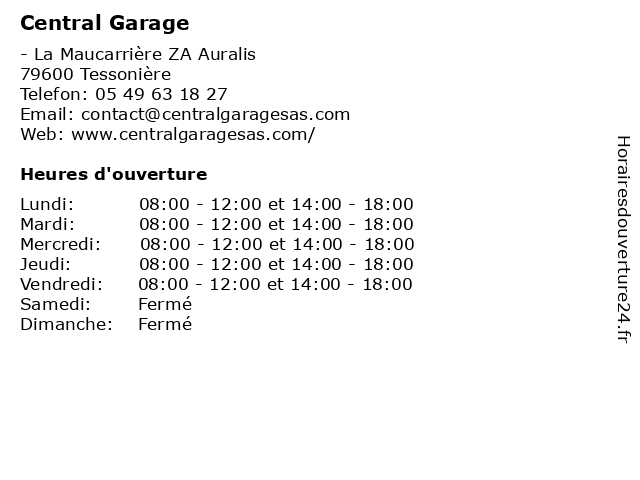 Central Garage à Tessonière: adresse et heures d'ouverture