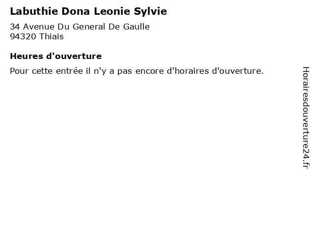 Labuthie Dona Leonie Sylvie à Thiais: adresse et heures d'ouverture