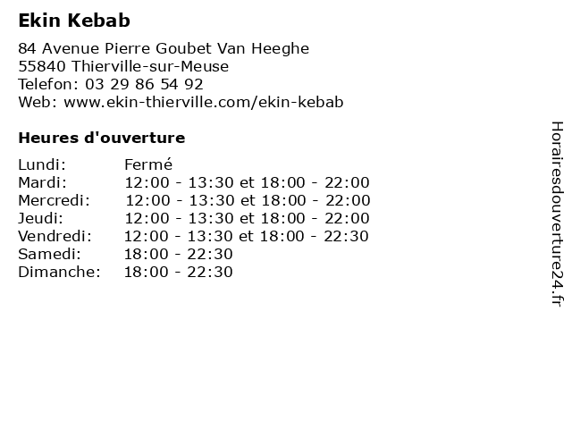 Ekin Kebab à Thierville-sur-Meuse: adresse et heures d'ouverture