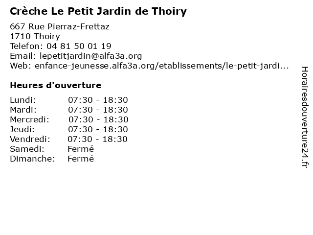 Crèche Le Petit Jardin de Thoiry à Thoiry: adresse et heures d'ouverture