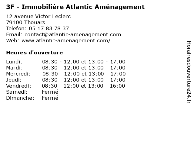 3F - Immobilière Atlantic Aménagement à Thouars: adresse et heures d'ouverture
