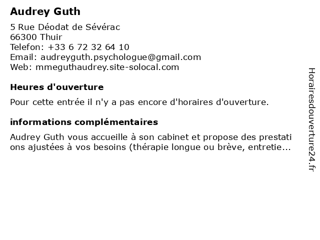 Audrey Guth à Thuir: adresse et heures d'ouverture