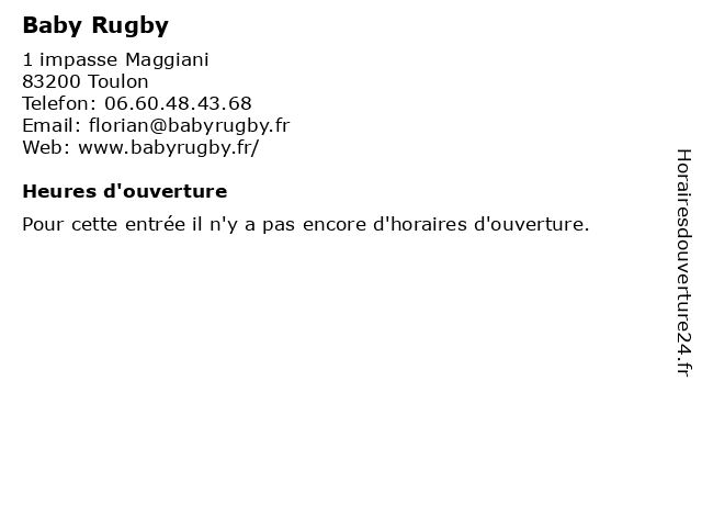 Baby Rugby à Toulon: adresse et heures d'ouverture