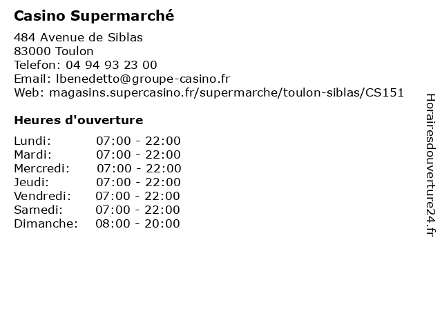 horaires casino bon rencontre