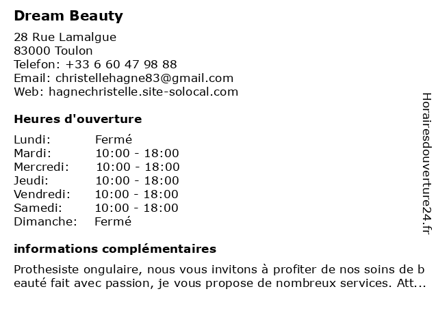 Dream Beauty à Toulon: adresse et heures d'ouverture