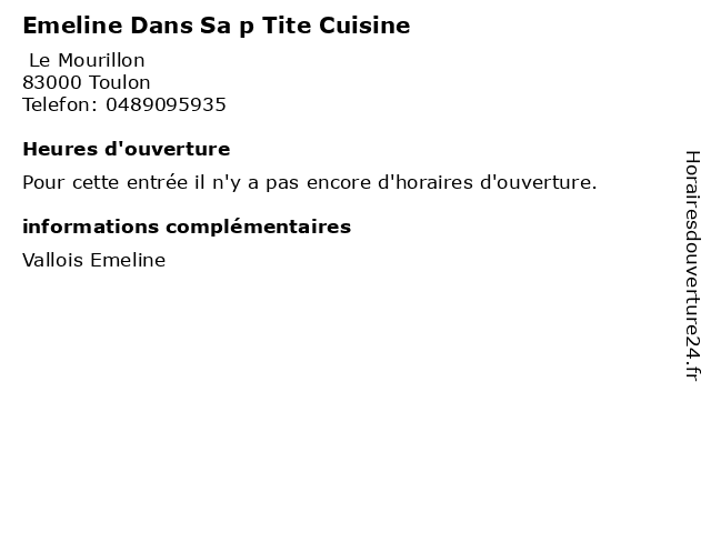 Emeline Dans Sa p Tite Cuisine à Toulon: adresse et heures d'ouverture