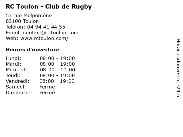 RC Toulon - Club de Rugby à Toulon: adresse et heures d'ouverture