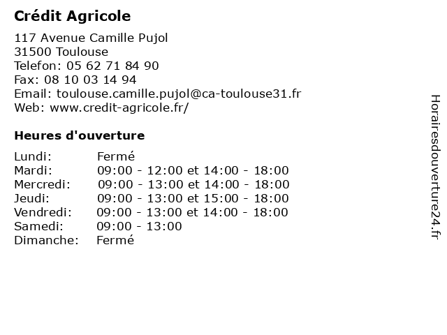 Crédit Agricole à Toulouse: adresse et heures d'ouverture