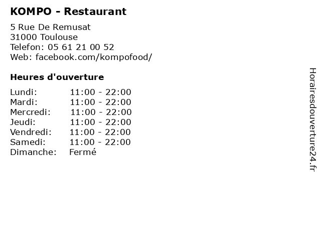 KOMPO - Restaurant à Toulouse: adresse et heures d'ouverture