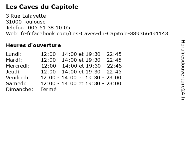 Les Caves du Capitole à Toulouse: adresse et heures d'ouverture