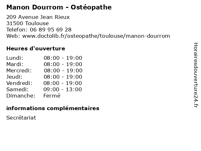 Manon Dourrom - Ostéopathe à Toulouse: adresse et heures d'ouverture