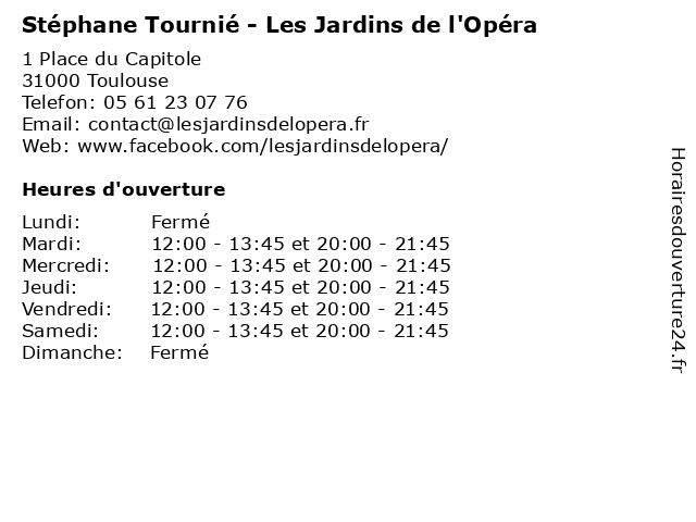 Stéphane Tournié - Les Jardins de l'Opéra à Toulouse: adresse et heures d'ouverture