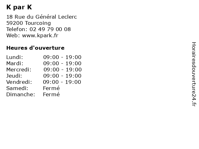 K par K à Tourcoing: adresse et heures d'ouverture