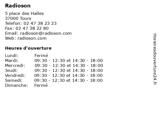 Radioson à Tours: adresse et heures d'ouverture