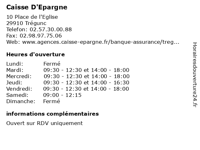Caisse D'Epargne à Trégunc: adresse et heures d'ouverture