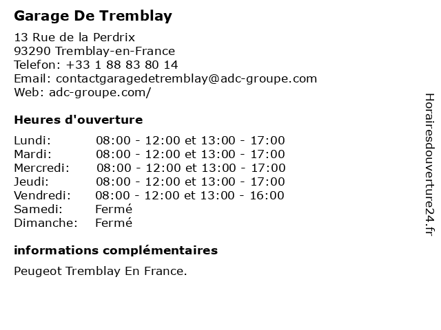 Carrosserie AD De Tremblay à Tremblay-en-France: adresse et heures d'ouverture