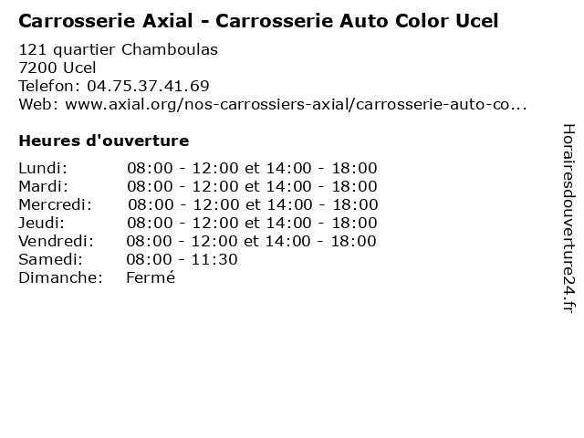 Carrosserie Axial - Carrosserie Auto Color Ucel à Ucel: adresse et heures d'ouverture