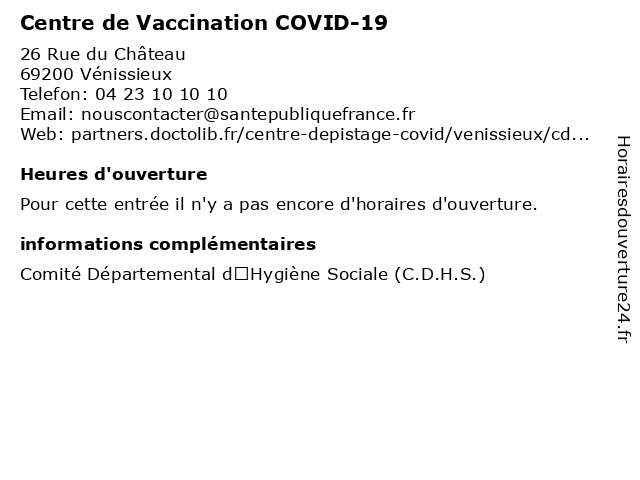 Centre de Vaccination COVID-19 à Vénissieux: adresse et heures d'ouverture