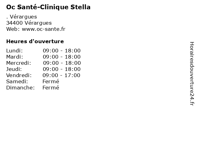 Oc Santé-Clinique Stella à Vérargues: adresse et heures d'ouverture