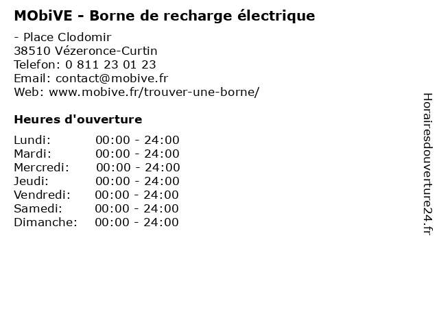 MObiVE - Borne de recharge électrique à Vézeronce-Curtin: adresse et heures d'ouverture