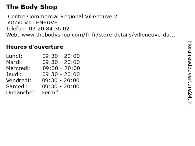 The Body Shop à VILLENEUVE: adresse et heures d'ouverture