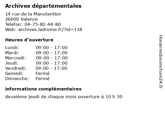 Archives départementales à Valence: adresse et heures d'ouverture