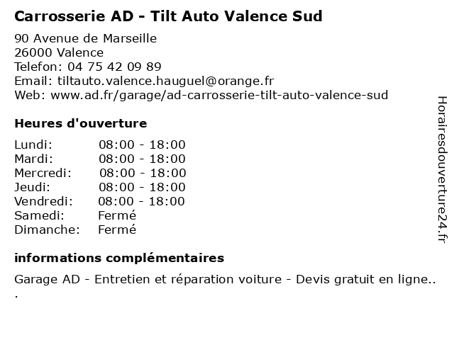 Carrosserie AD - Tilt Auto Valence Sud à Valence: adresse et heures d'ouverture