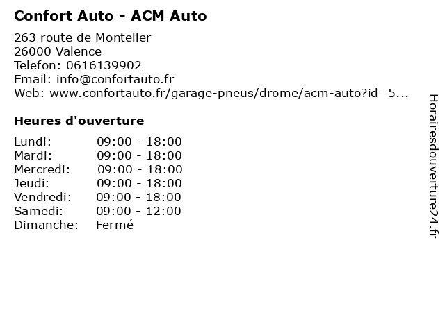 Confort Auto - ACM Auto à Valence: adresse et heures d'ouverture