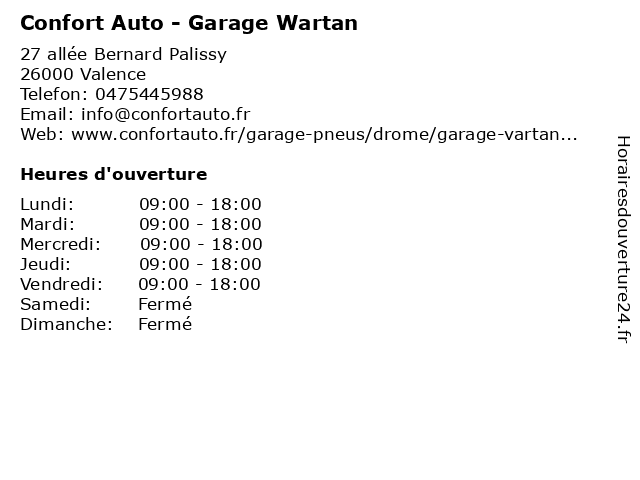 Confort Auto - Garage Wartan à Valence: adresse et heures d'ouverture