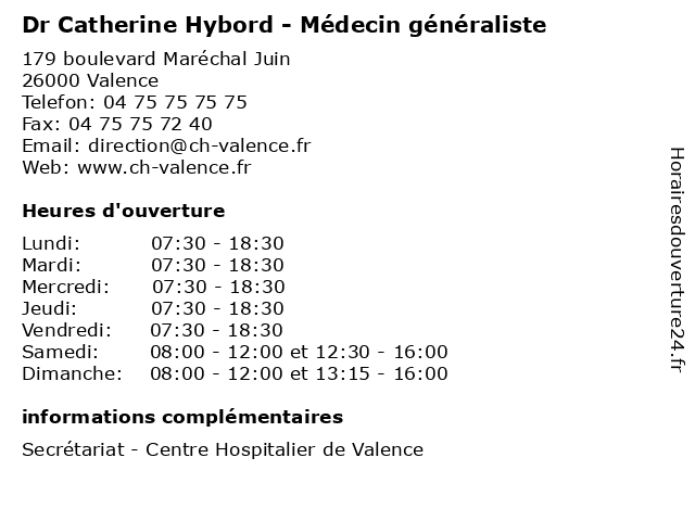 Dr Catherine Hybord - Médecin généraliste à Valence: adresse et heures d'ouverture