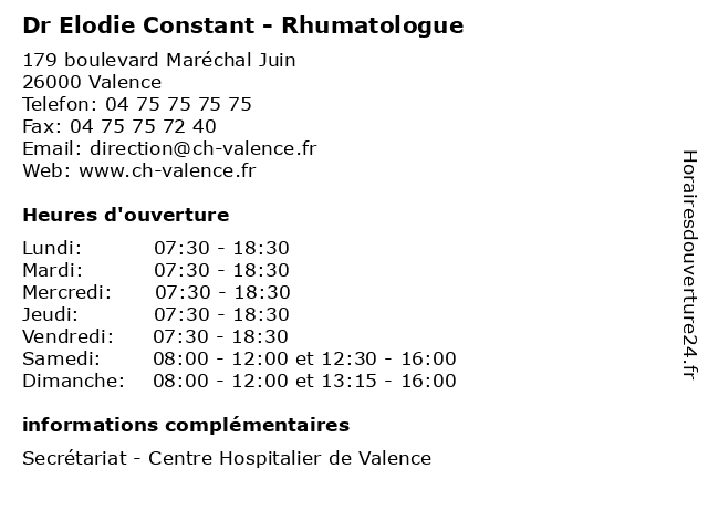 Dr Elodie Constant - Rhumatologue à Valence: adresse et heures d'ouverture