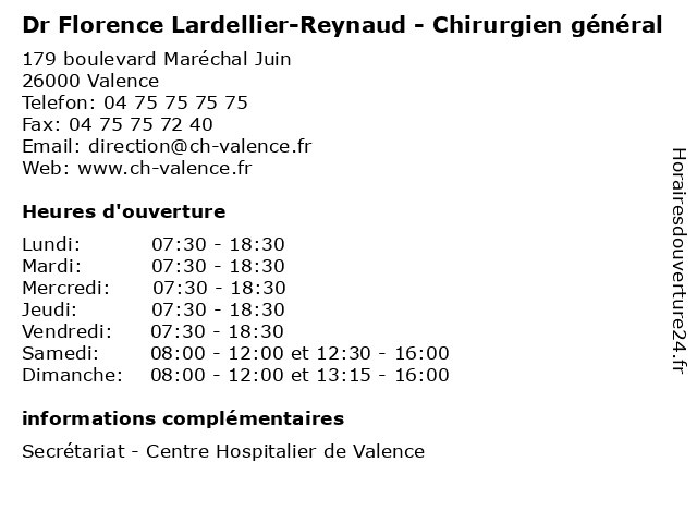 Dr Florence Lardellier-Reynaud - Chirurgien général à Valence: adresse et heures d'ouverture