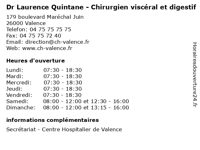 Dr Laurence Quintane - Chirurgien viscéral et digestif à Valence: adresse et heures d'ouverture