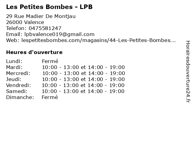 Les Petites Bombes - LPB à Valence: adresse et heures d'ouverture