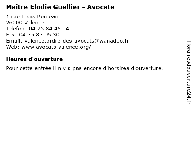 Maître Elodie Guellier - Avocate à Valence: adresse et heures d'ouverture