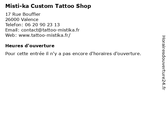 Misti-ka Custom Tattoo Shop à Valence: adresse et heures d'ouverture