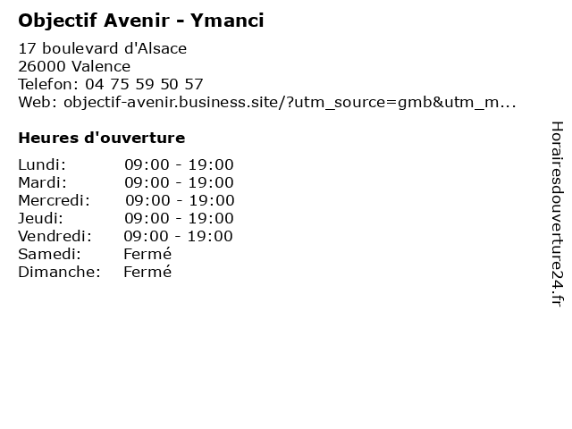 Objectif Avenir - Ymanci à Valence: adresse et heures d'ouverture