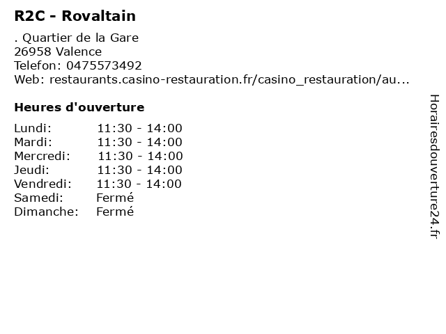 R2C - Rovaltain à Valence: adresse et heures d'ouverture
