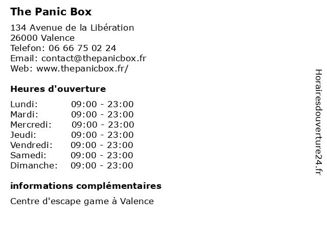 The Panic Box à Valence: adresse et heures d'ouverture