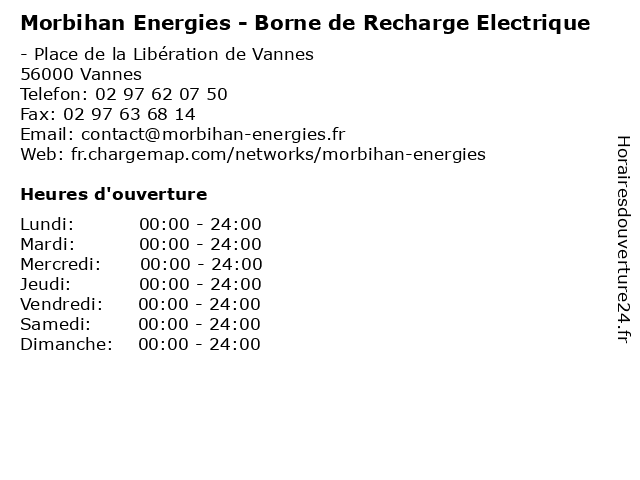 Morbihan Energies - Borne de Recharge Electrique à Vannes: adresse et heures d'ouverture